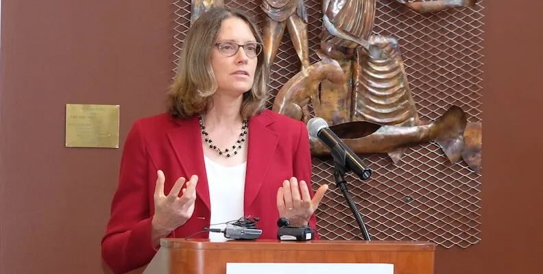 Beth Kirkpatrick presenting at TGIR-COBRE press event