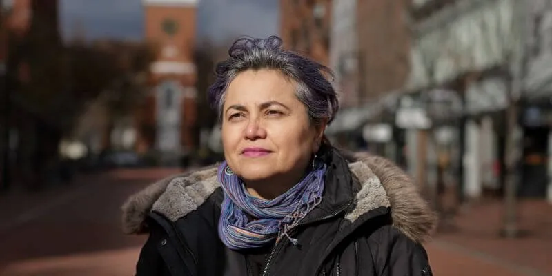 Tina Escaja on Church Street in Burlington