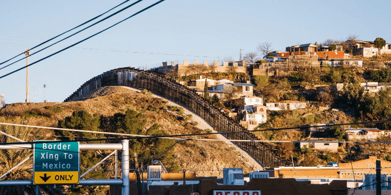 A section of fencing along the United States' southern border in Sonora, Arizona.
