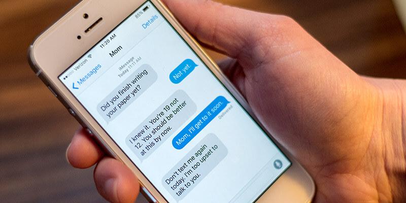 text conversation with controlling parent