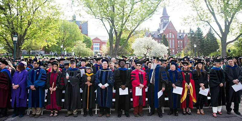 Faculty outside at Commencement