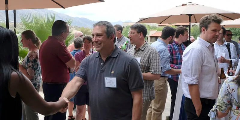 Cottrell Scholars meet and greet at an annual conference. 