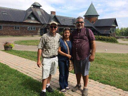David Conner of UVM (l) with Maria & Robinson from UPRM at Shelburne Farms.