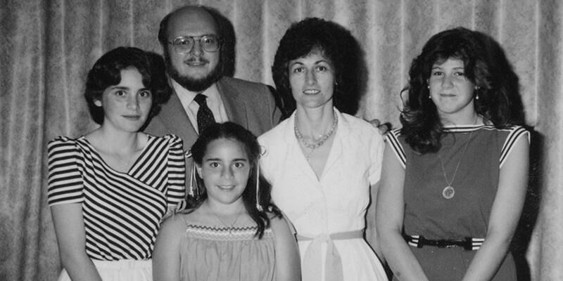 Black-and-white photo of The Ball Family, circa 1982