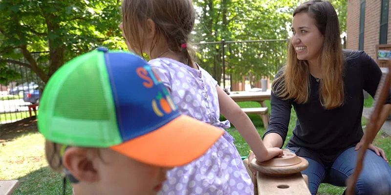 UVM student Kira Hislop at the Campus Children's Center