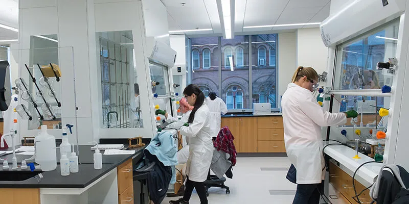 People doing research in a lab. 