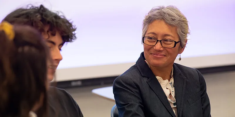 Professor Cynthia Reyes in classroom