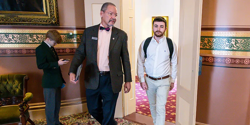 Legislator and student intern in Vermont State House.