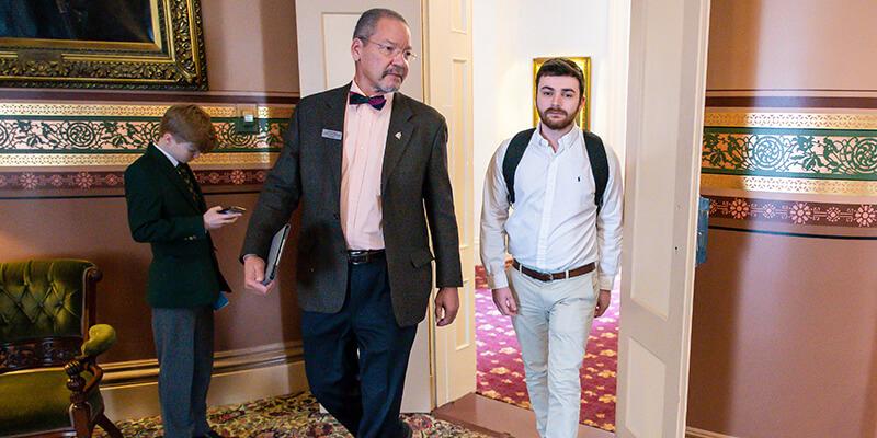 Legislator and student intern in Vermont State House.