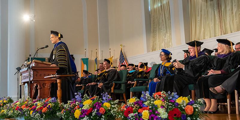 President Suresh Garimella speaks at installation