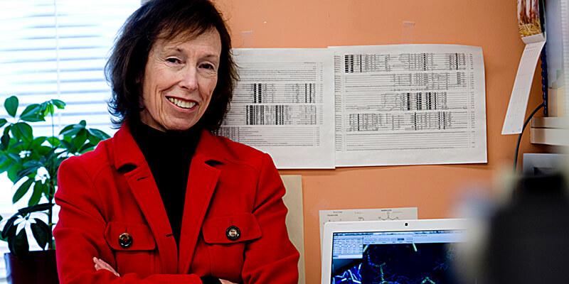 Dr. Susan Wallace in front of her computer