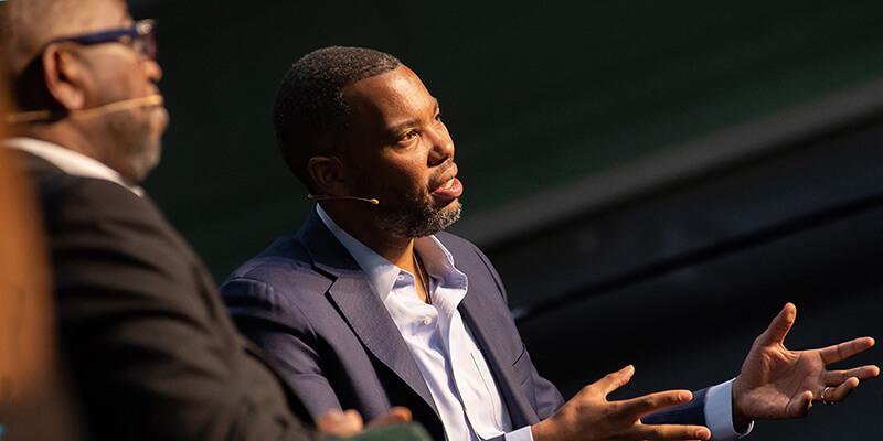 Poet Major Jackson and author Ta-Nehisi Coates talk on stage