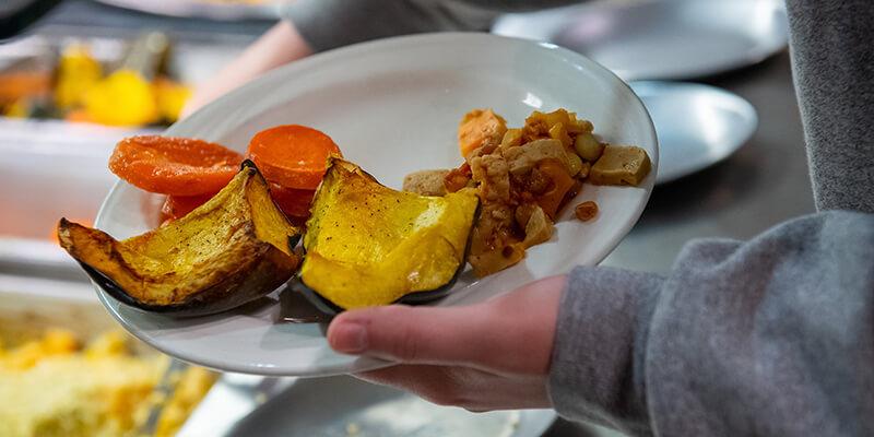 Plate of food at UVM Dining Hall