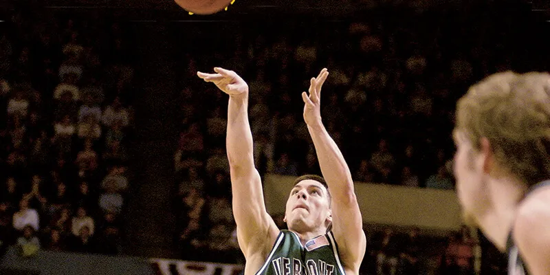 T.J. Sorrentine shoots basketball