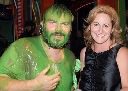 Cyma Zarghami with slimed host Jack Black