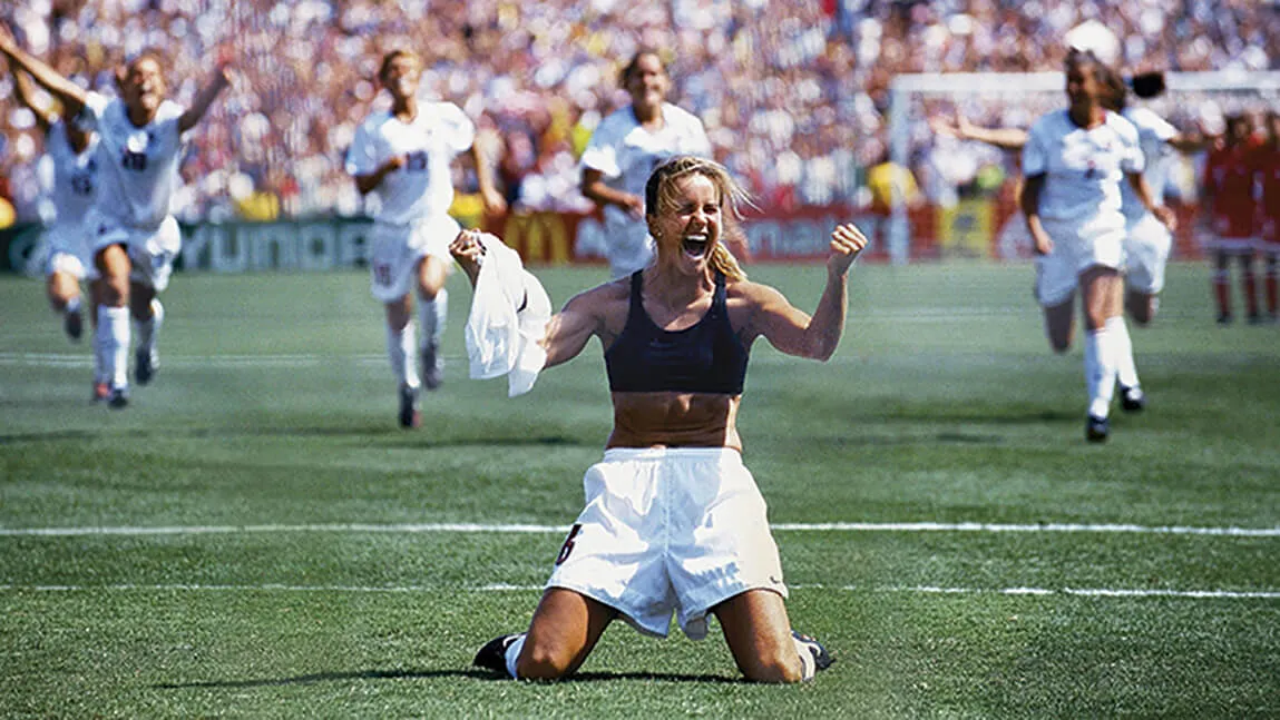 Brandi Chastain in the 1999 FIFA Women's World Cup Final. (Photo: Getty Images Robert Beck)