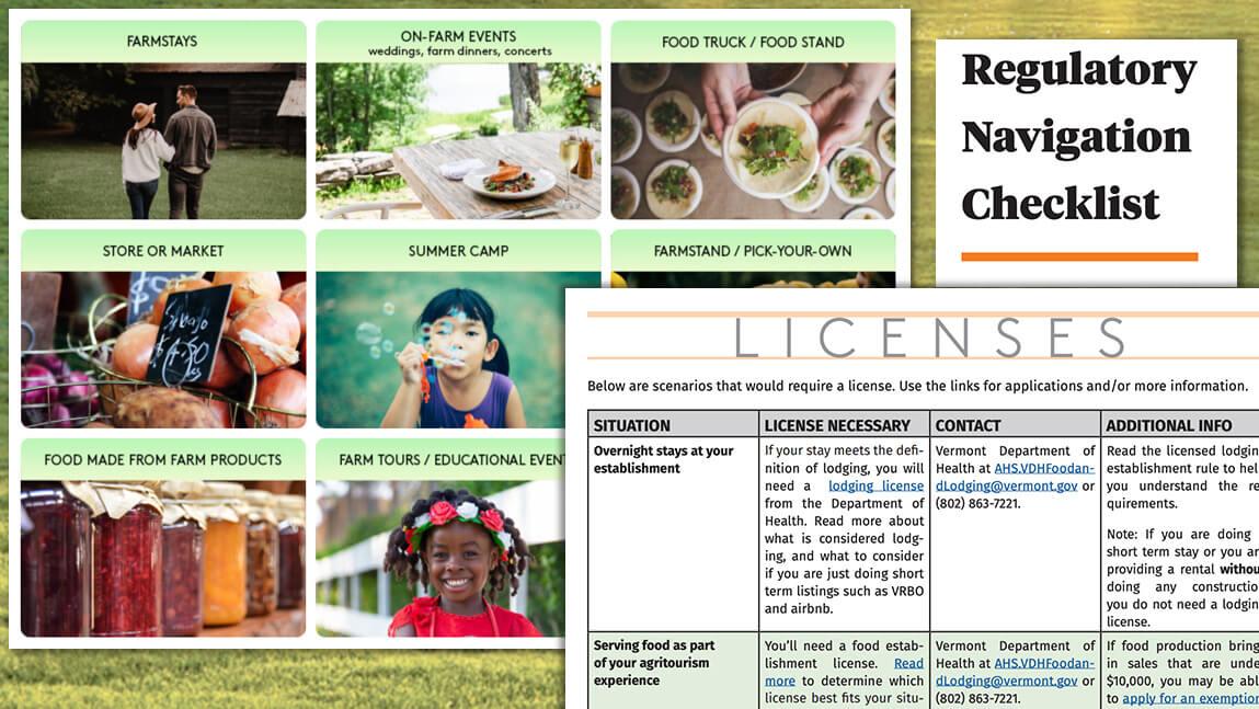 various screenshots of the agritourism site