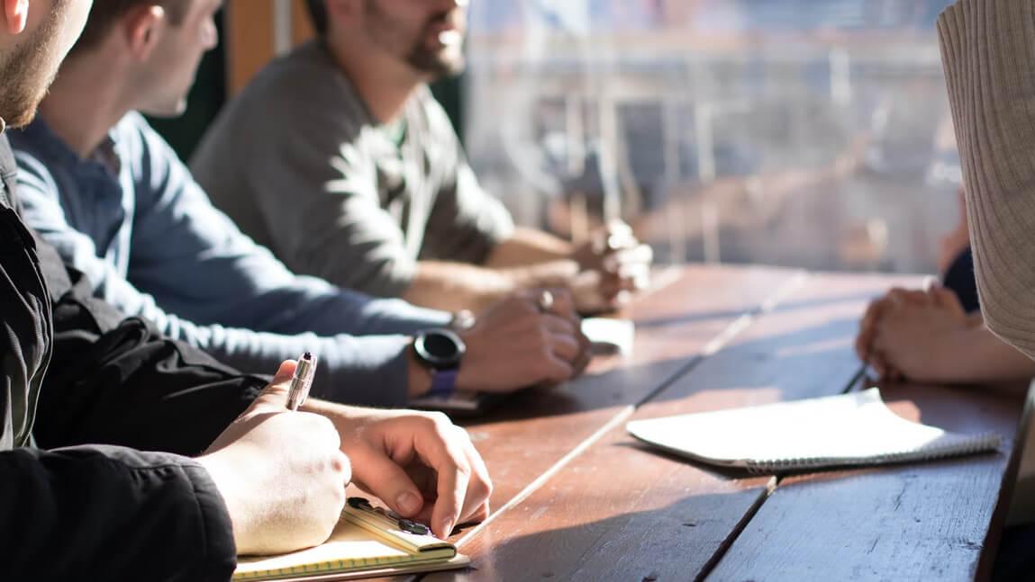 group discussion at a table