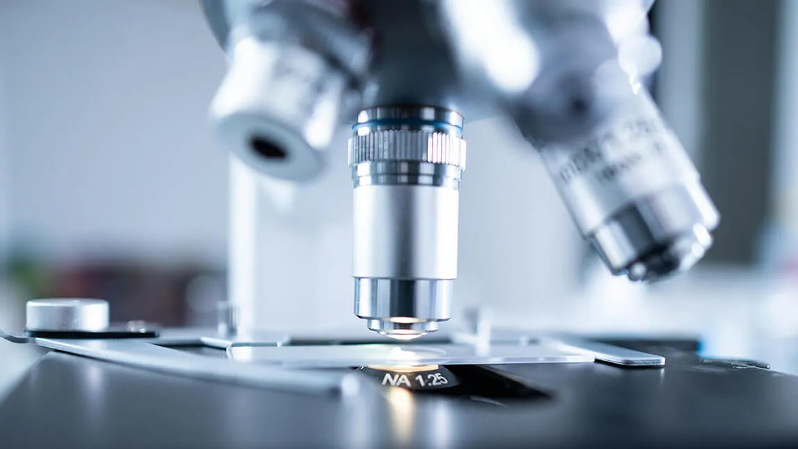 closeup of a microscope