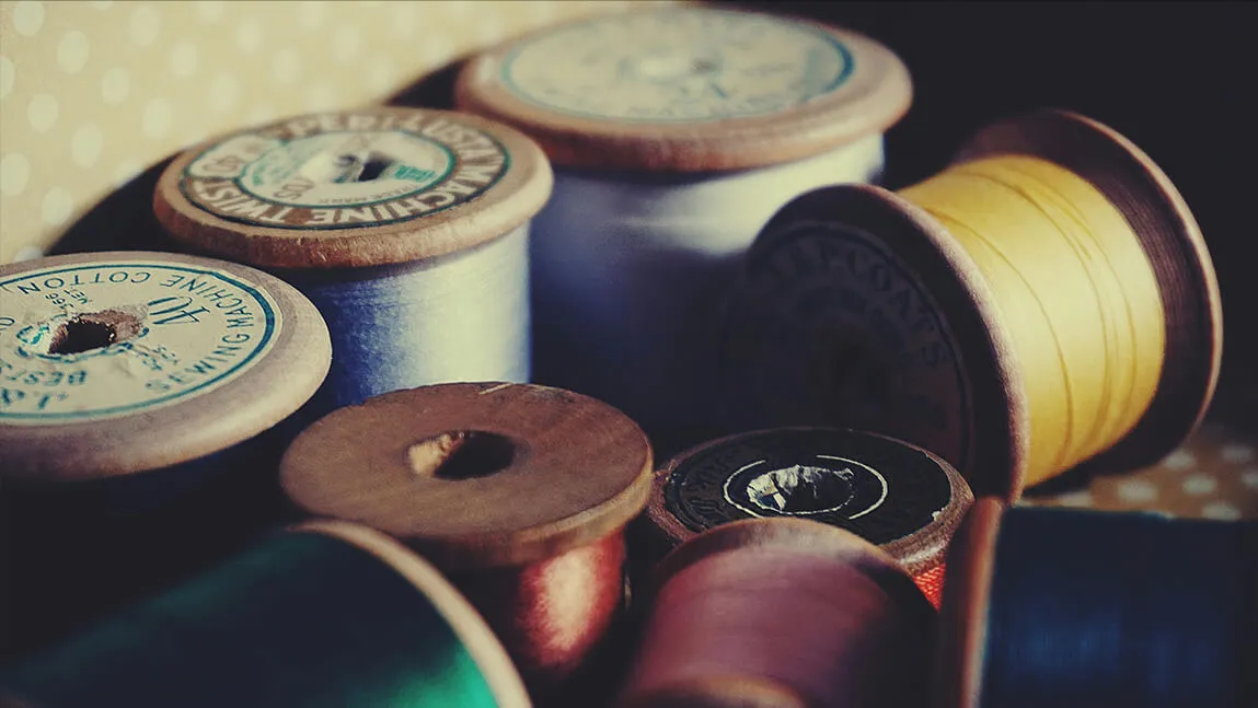 several spools of thread