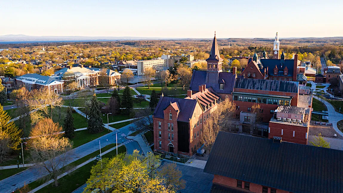 Aeriel view of UVM's College Row
