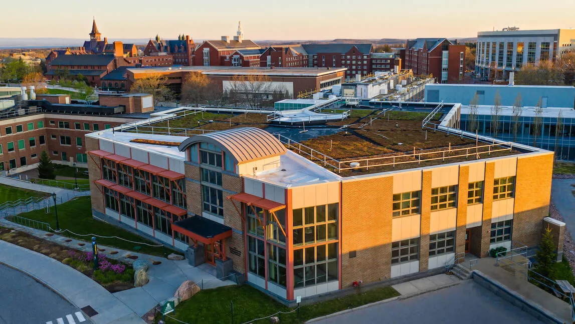 Aerial view of the Aiken Building