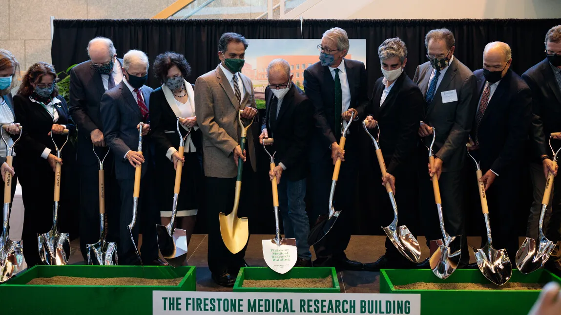 Photo of VIPs at ceremonial groundbreaking