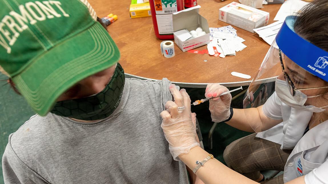 Photo of student getting vaccinated