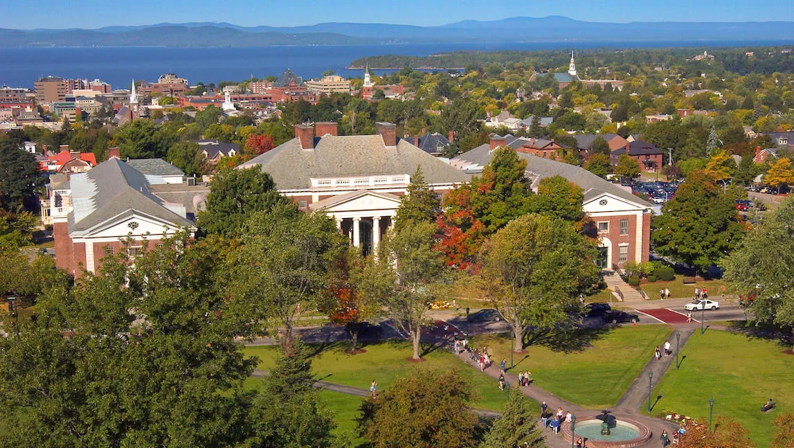 Aerial view of Waterman Building and Burlington