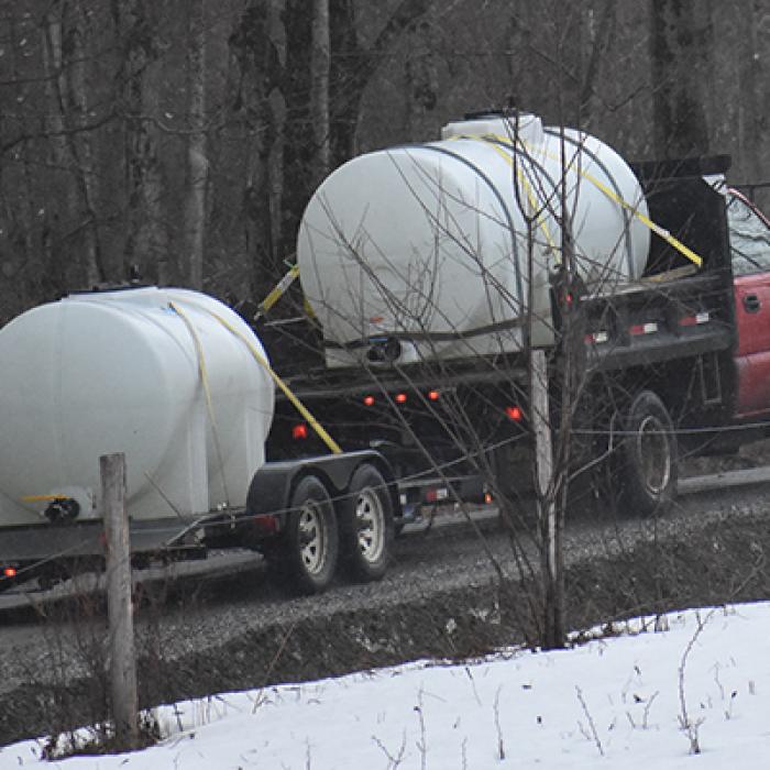 truck hauling maple sap