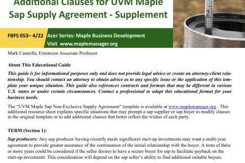Maple Sap Supply Agreement: Additional Clauses