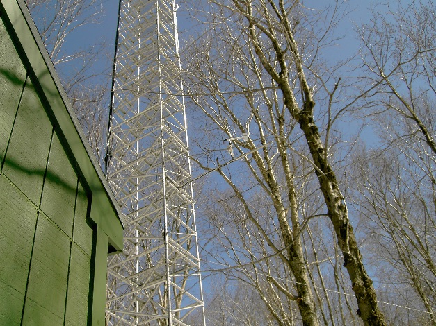 The VMC takes meteorological measurements at 0.5, 7.5, 17, and 24 meters above the forest floor at 1300' at the canopy research tower at the Proctor Maple Research Center in Underhill, VT.