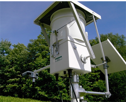 Automated Precipitation Collector at the FEMC Air Quality Site in Underhill. Sampling at this site started in 1984.