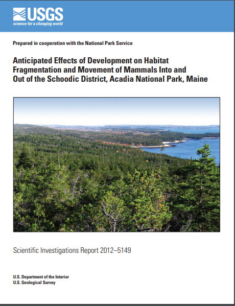 Thumbnail for Anticipated effects of development on habitat fragmentation and movement of mammals into and out of the Schoodic District, Acadia National Park, Maine