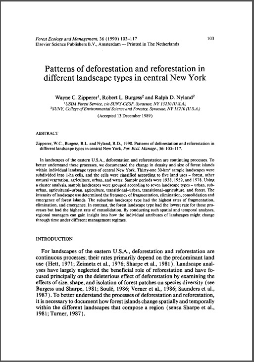 Thumbnail for Patterns of deforestation and reforestation in different landscape types in central New York