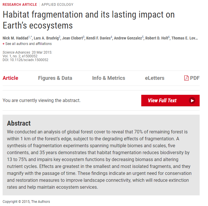 Thumbnail for Habitat fragmentation and its lasting impact on Earth's ecosystems