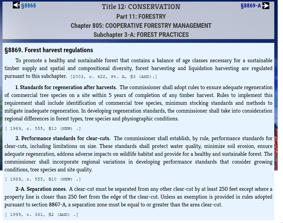 Thumbnail for Forest Harvest Regulation (Statute 8869)