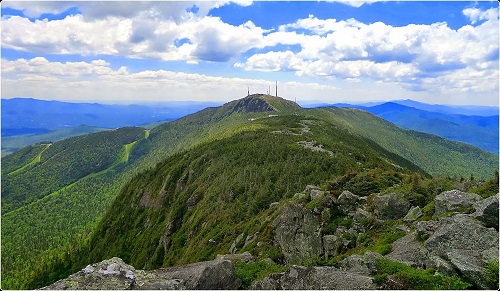 Aerial view along the spine of Mt. Mansfield