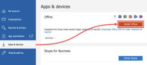 Downloading the Office installer for Mac.