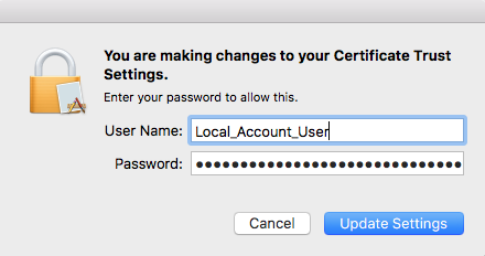 macOS Admin Password prompt