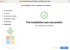 Mac Office installer finished.