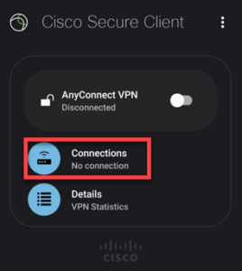 Tap Connections to view or add connections.