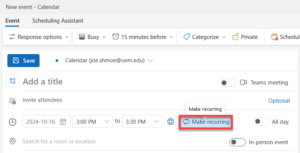 Option to make the meeting recurring.
