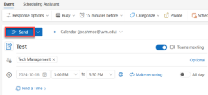 Sending the meeting invitation.