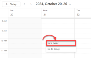 New Event right-click option.