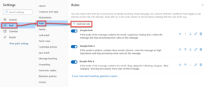 Exchange Online Add new rule.