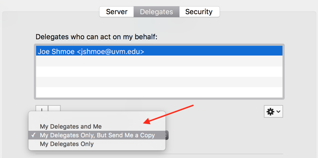Outlook for Mac Delegate meeting request delivery options.
