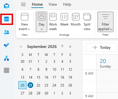 Calendar tab