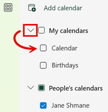 My Calendars group