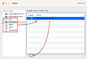 Outlook for Mac remove rule.